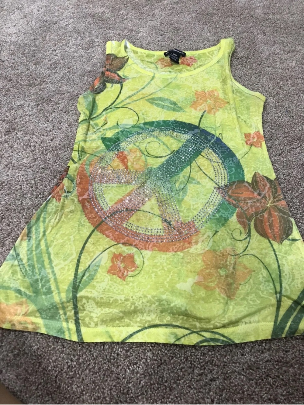 Cool Attitude Size Large Yellow Tanktop